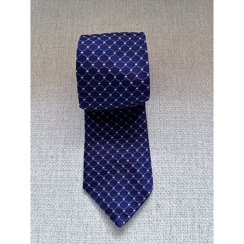 Brooks Brothers Basics Tie Blue Purple 100% Silk Necktie Handmade In USA